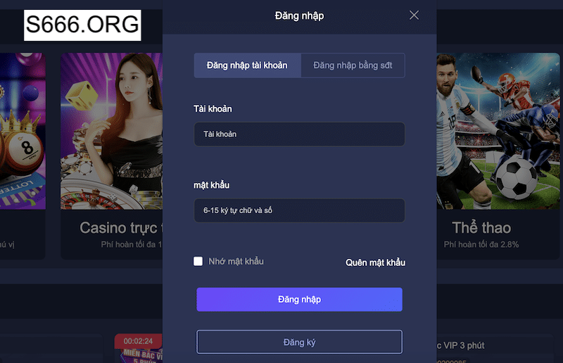 đăng nhập s666